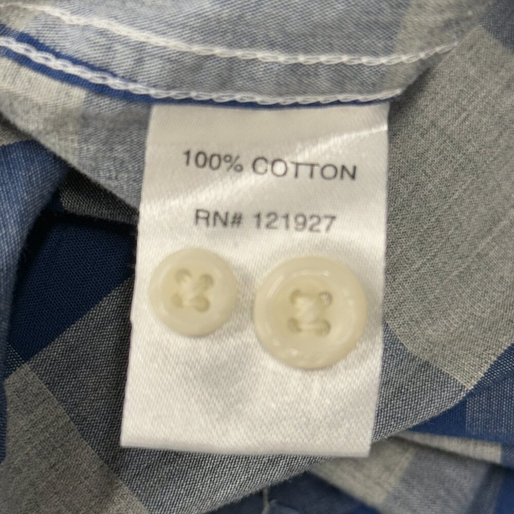 Johnnie-O Button Down‎ Shirt Mens Large Blue Gray Plaid Long Sleeve Cotton - Picture 7 of 9